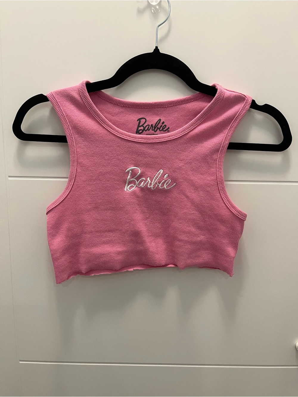 Barbie Pink Ribbed Crop Tank Top XS